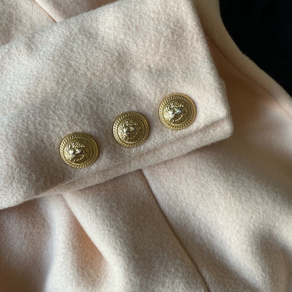 Authentic Balmain runway wool cashmere salmon pink dress cape coat XS 40 - Picture 8 of 12